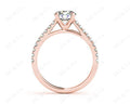 Round Cut Four Claws Diamond Ring with Pave Set Side Stones - 18K Rose - DG & Co. Jewellery