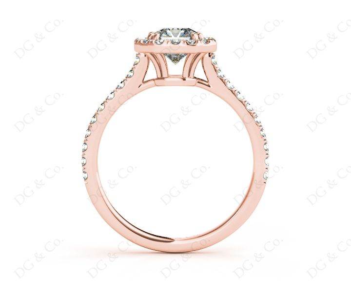 Cushion Square Cut Halo Diamond Engagement Ring with Claw Set Centre Stone - 18k Rose - DG & Co. Jewellery