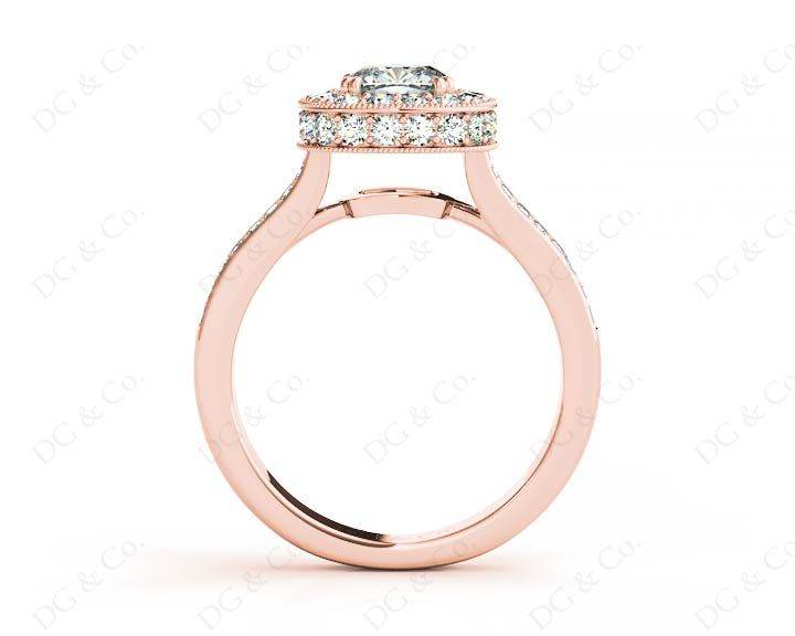 Cushion Cut Halo Ring with Milgrain claw set centre stone - 18K Rose - DG & Co. Jewellery