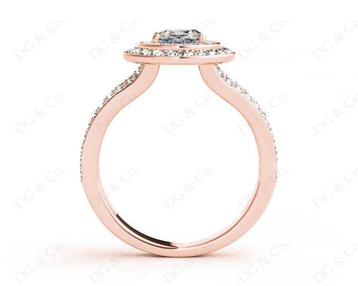 Oval Cut Double Halo Diamond Engagement ring - 18K Rose - DG & Co. Jewellery