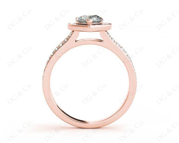 Pear Shape Halo Diamond ring with claw set centre stone - 18K Rose - DG & Co. Jewellery