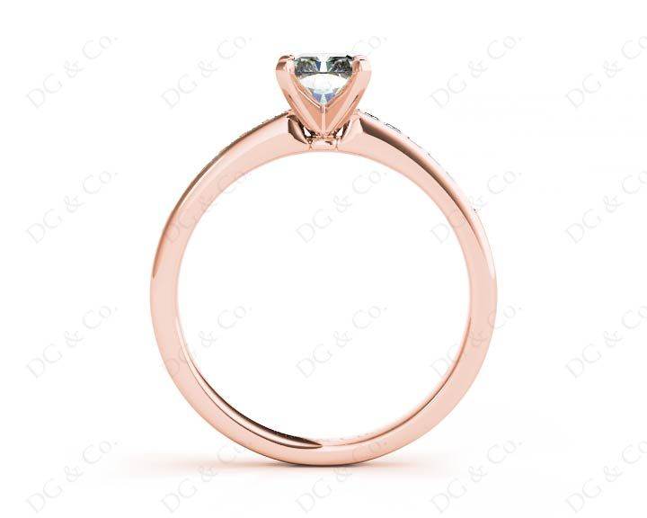 Radiant Cut Diamond Engagement ring with four claws centre stone - 18K Rose - DG & Co. Jewellery