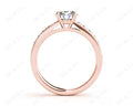 Round Cut Four Claws Set Diamond Ring with Channel Set Side Stones - 18K Rose - DG & Co. Jewellery