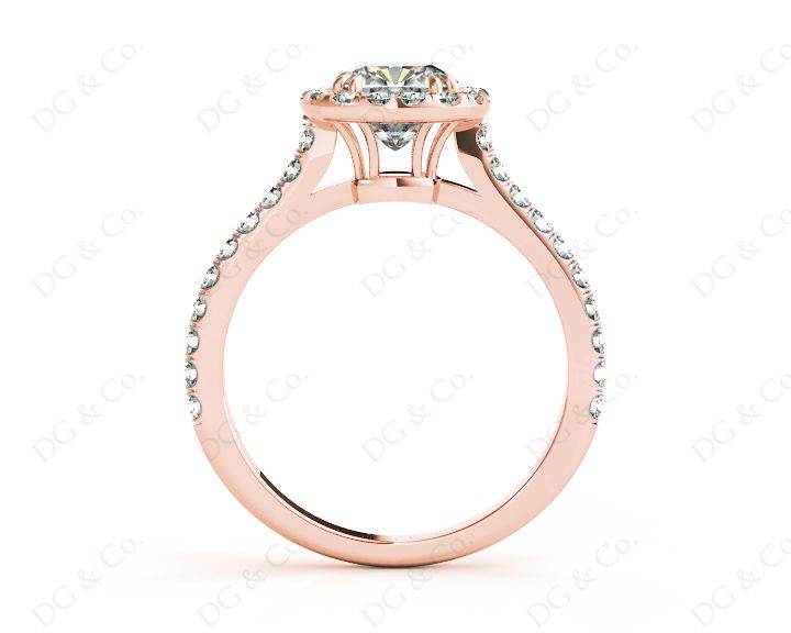 Cushion Cut Halo Diamond Engagement Ring with Claw Set Centre Stone - 18K Rose - DG & Co. Jewellery