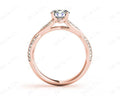 Twist Band Round Cut Four Claw Set Diamond Ring with Pave Set Stones Down the Shoulders - 18K Rose - DG & Co. Jewellery