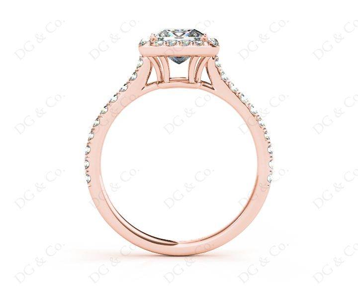 Princess Cut Halo Diamond Engagement Ring with Claw set centre stone - 18K Rose - DG & Co. Jewellery