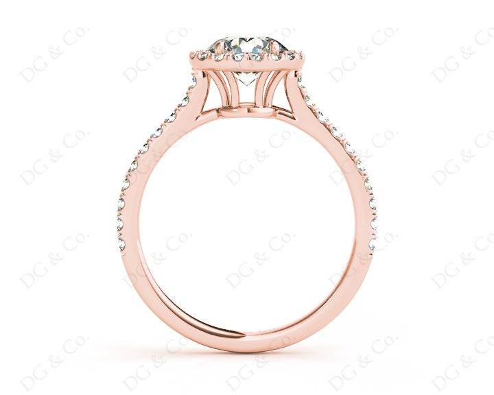 Round Cut Halo Diamond Engagement Ring with Claw Set Centre Stone in 18K Rose - DG & Co. Jewellery
