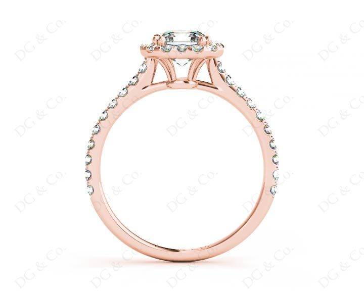 Asscher Cut Halo Diamond Engagement Ring with Claw set centre stone in 18K Rose - DG & Co. Jewellery