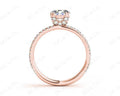 Round Cut Four Double Claw Set Diamond Ring with Pave Set Diamonds Down The Shoulders in 18K Rose - DG & Co. Jewellery