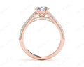 Vintage Style Round Cut Four Claw Set Diamond Ring with Micro Pave Set Stones Down the Shoulders - 18K Rose - DG & Co. Jewellery