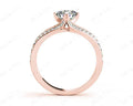 Round Cut Four Claw Set Diamond Ring with Round Cut Diamonds Down the Shoulders - 18K Rose - DG & Co. Jewellery
