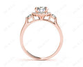 Round Cut Halo Trilogy diamond ring with pave set side stone in 18K Rose - DG & Co. Jewellery