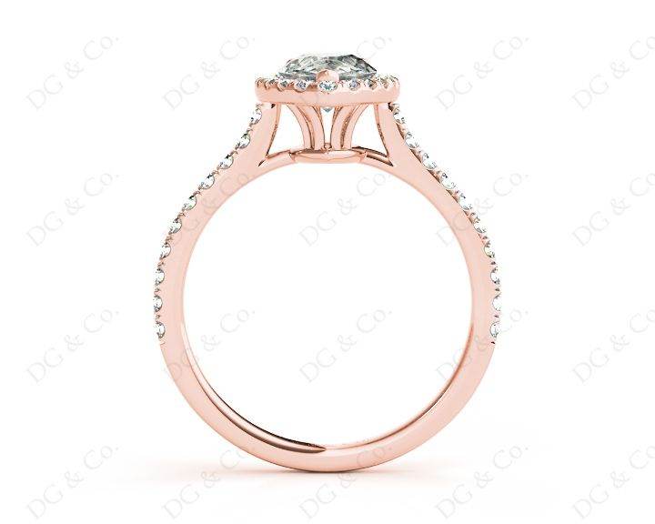 Pear Cut Halo Diamond Engagement Ring with Claw Set Centre Stone - 18K Rose - DG & Co. Jewellery