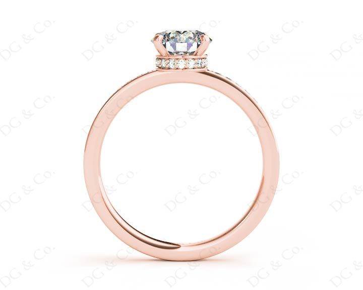Round Cut Four Claw Set Diamond Ring with Round Share Prong Set Side Stones in 18K Rose - DG & Co. Jewellery