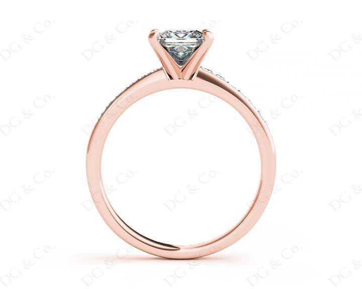 Princess Cut Diamond Engagement ring with four claws centre stone - 18K Rose - DG & Co. Jewellery