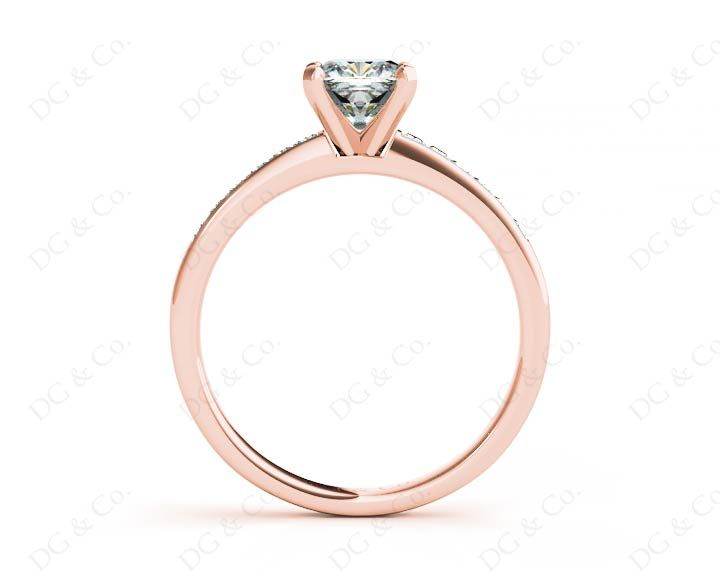 Cushion Cut Diamond Engagement ring with four claws centre stone - 18K Rose - DG & Co. Jewellery
