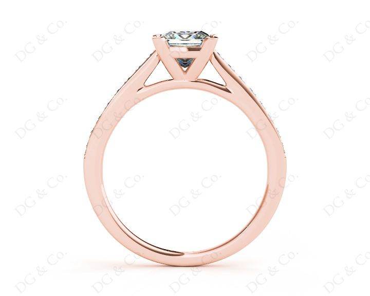 Princess Cut Diamond Engagement Ring with Claw set centre stone - 18K Rose - DG & Co. Jewellery