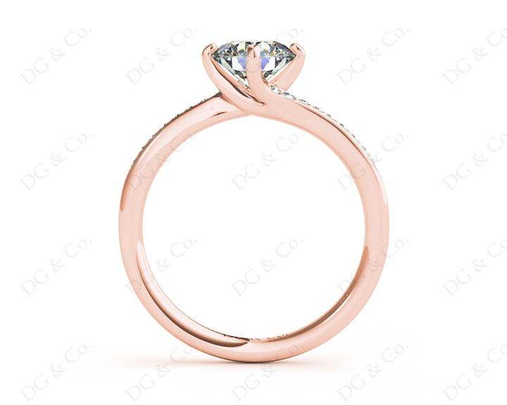 Round Cut Four Claws Prong set Twist Diamond Ring - 18K Rose - DG & Co. Jewellery
