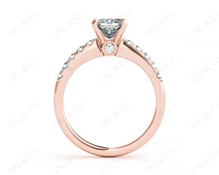 Princess Cut Diamond Engagement ring with four Prongs centre stone - 18K Rose - DG & Co. Jewellery