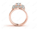 Round Cut Diamond three stones wedding set rings with claw set side stone - 18K Rose - DG & Co. Jewellery