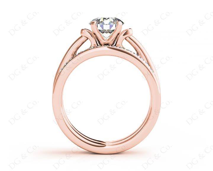 Round cut diamond wedding set rings with channel set shoulders - 18K Rose - DG & Co. Jewellery