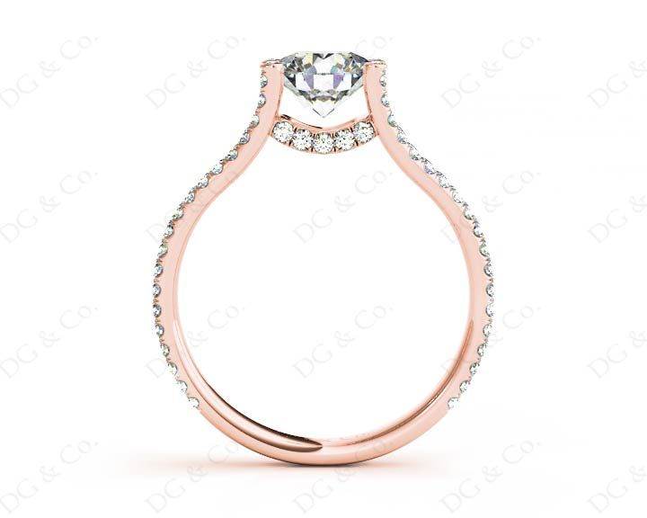 Round cut diamond ring with claw set centre stone in 18K Rose - DG & Co. Jewellery