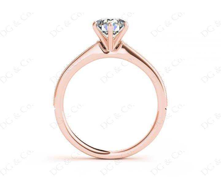 Round Cut Six Claw Set Diamond Ring with Round cut Diamonds in 18K Rose - DG & Co. Jewellery