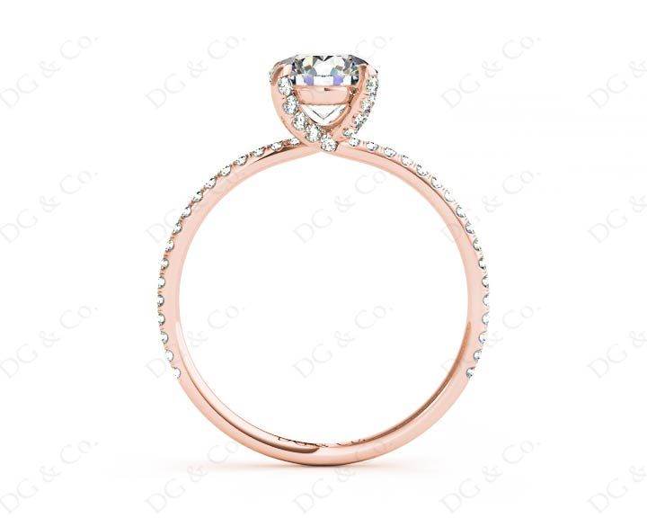 Round Cut Cross Over ring claw set diamond with pave set side stone - 18K Rose - DG & Co. Jewellery