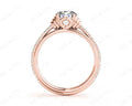 Round Cut Four Claw Set Diamond Ring with Pave Set Diamonds on the Band - 18K Rose - DG & Co. Jewellery