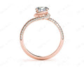 Round Cut Twist band claw set diamond with grain set side stone in 18K Rose - DG & Co. Jewellery