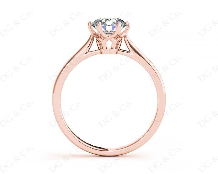 Round Cut Six Claw Set Diamond Ring on a Plain Band in 18K Rose - DG & Co. Jewellery