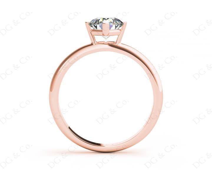 Round Cut Four Claw Set Diamond Engagement Ring with Plain Band - 18K Rose - DG & Co. Jewellery