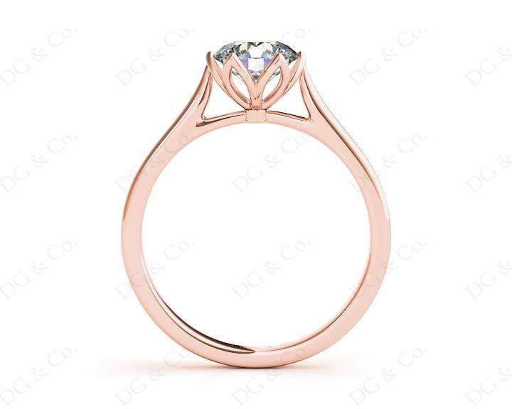 Round Cut Six Claw Set Diamond Ring with Plain Band in 18K Rose - DG & Co. Jewellery