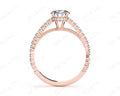 Round Cut Four Claw Set Diamond Ring with Side Halo and Round Cut Diamonds Claw Set on the Band - 18K Rose - DG & Co. Jewellery