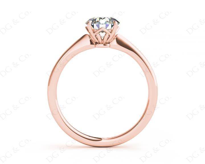 Round Cut Four Claw Set Diamond Ring With a Plain Band - 18K Rose - DG & Co. Jewellery