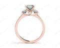 Princess Cut Trilogy Ring with Milgrain set shoulder diamond - 18K Rose - DG & Co. Jewellery