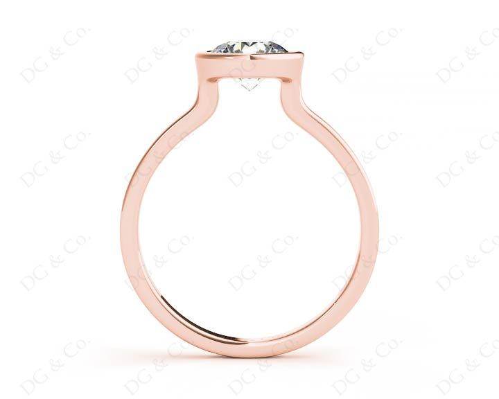Round Cut Bezel Set Solitaire Engagement Ring With a Plain Band - 18K Rose - DG & Co. Jewellery