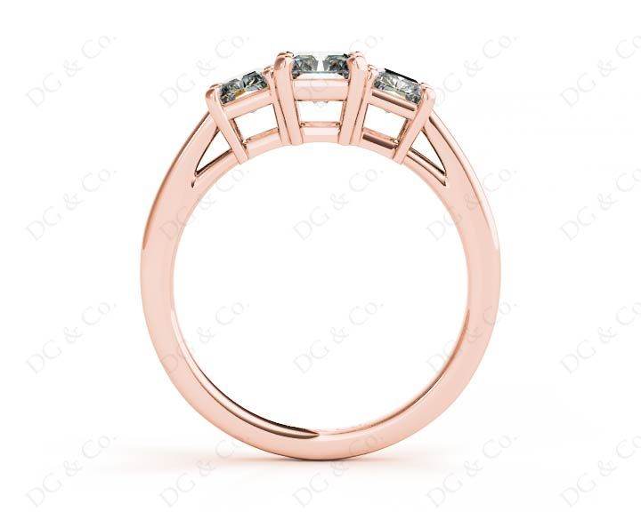 Radiant Cut four claw trilogy diamond engagement ring - 18K Rose - DG & Co. Jewellery