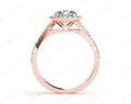 Round Cut Split Shank Diamond Halo Engagement Ring with Pave Set Side Stones Down the Band in 18K Rose - DG & Co. Jewellery