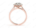 Round Cut Flower Halo Diamond Ring with a Claw Set Halo and Pave Set Side Stones - 18K Rose - DG & Co. Jewellery
