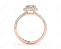 Round Cut Diamond Ring with Micro Pave Set Diamonds on Halo and Down the Shoulders - 18K Rose - DG & Co. Jewellery