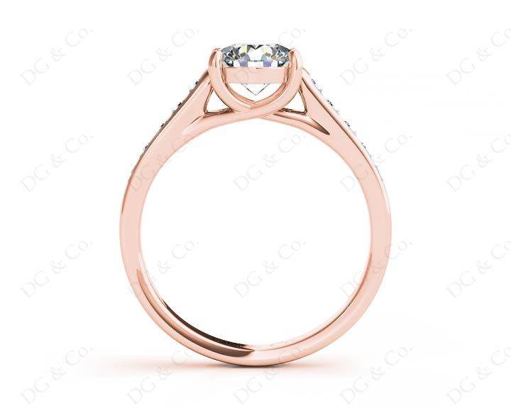 Round Cut 4 Claw Side Stone Engagement Ring with Channel Set Side Stones - 18K Rose - DG & Co. Jewellery