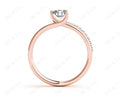 Round Cut Three Claws Diamond Ring with Pave Set Side Stones in 18K Rose - DG & Co. Jewellery