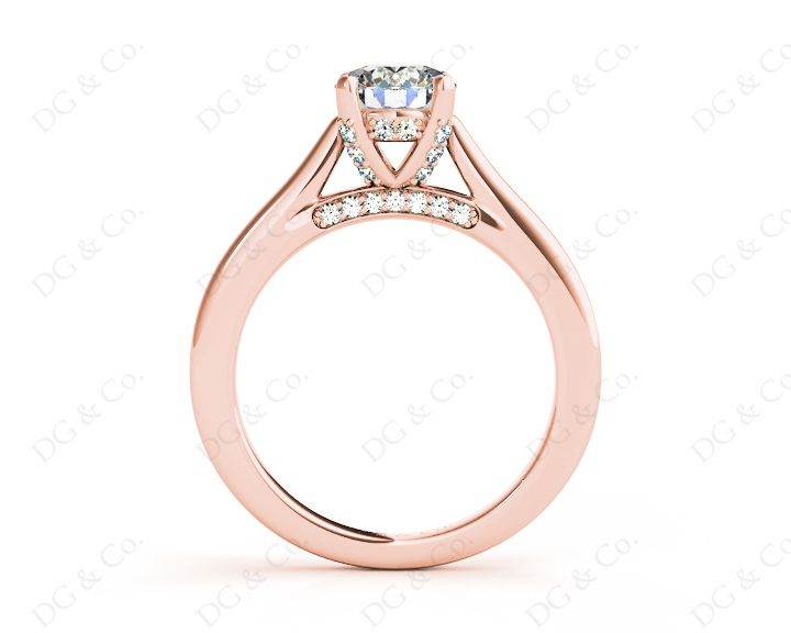 Round Cut Classic Solitaire Four Claws Diamond Engagement Ring with Micro Pave Set Prongs - 18K Rose - DG & Co. Jewellery