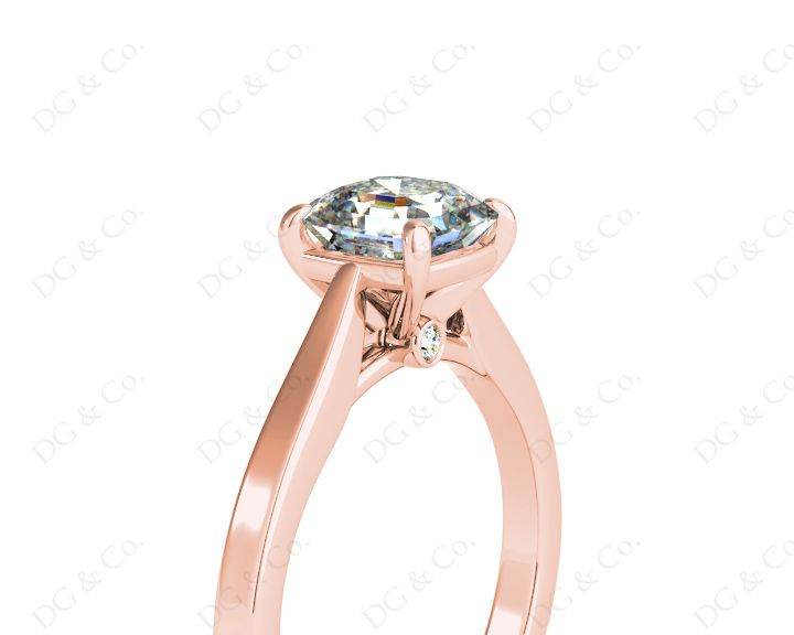 Asscher Cut Solitaire Diamond Engagement Ring with 4 Claw set centre stone in 18K Rose - DG & Co. Jewellery