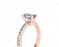 Emerald Cut Diamond Engagement Ring with Four Prong set centre stone - 18K Rose - DG & Co. Jewellery