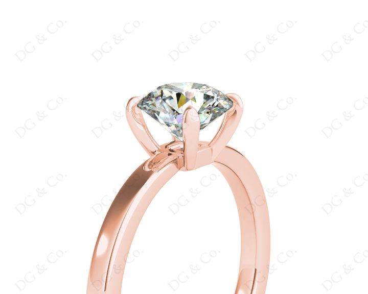 Round Brilliant Cut Diamond Engagement Ring with Claw set centre stone - 18K Rose - DG & Co. Jewellery