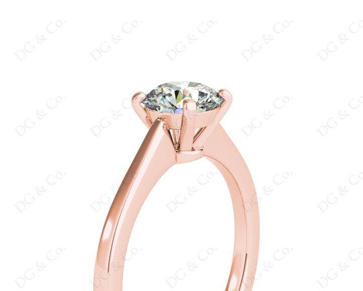 Round Cut Diamond Engagement Ring with Claw set centre stone - 18K Rose - DG & Co. Jewellery