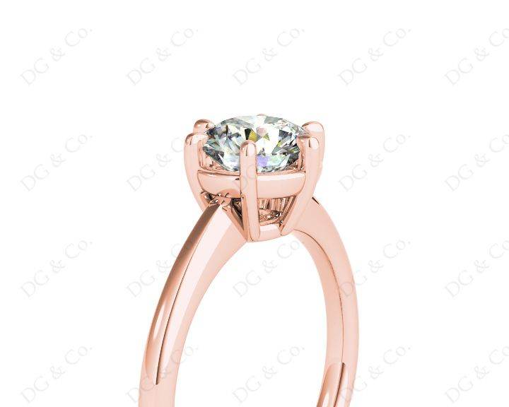 Round Cut Diamond Engagement Ring with Claw set centre stone - 18K Rose - DG & Co. Jewellery