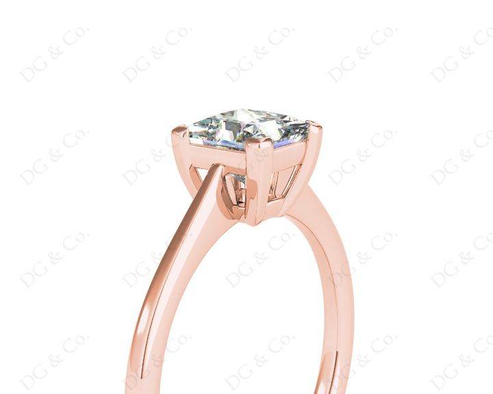 Princess Cut Classic Four claws Diamond Engagement Ring - 18K Rose - DG & Co. Jewellery